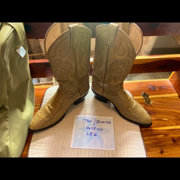 10D Blonde Tan Dan Post Men’s Ostrich Leg Cowboy boots - Picture 1 of 2